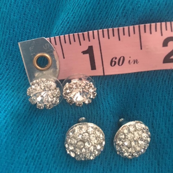 Two Pairs of Silver-Tone and Clear-Stone Earrings - Picture 4 of 6